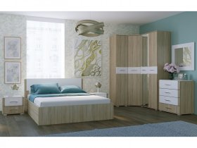 Модульная спальня "Бьянка" (дуб сонома/белый глянец) в Новосибирске - mebel-nsk.com | фото 2