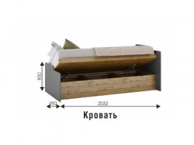 Кровать детская "Харви" (дуб вотан/графит) в Новосибирске - mebel-nsk.com | фото 2