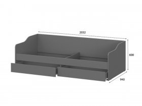 Кровать односпальная 0,9м «КР-2» (графит) в Новосибирске - mebel-nsk.com | фото 2