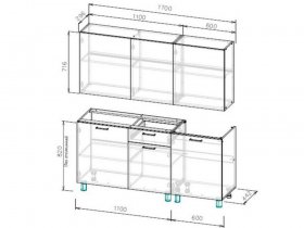 Кухонный гарнитур "Лаванда" 1,7м (со столешницей) в Новосибирске - mebel-nsk.com | фото 2