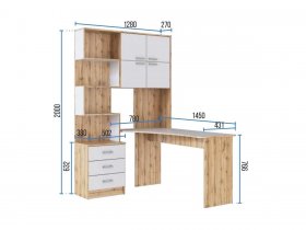 Стол компьютерный №1 (дуб вотан/белый) в Новосибирске - mebel-nsk.com | фото 2