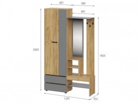Вешалка с зеркалом "Абрау" (дуб крафт золотой/графит серый) в Новосибирске - mebel-nsk.com | фото 4